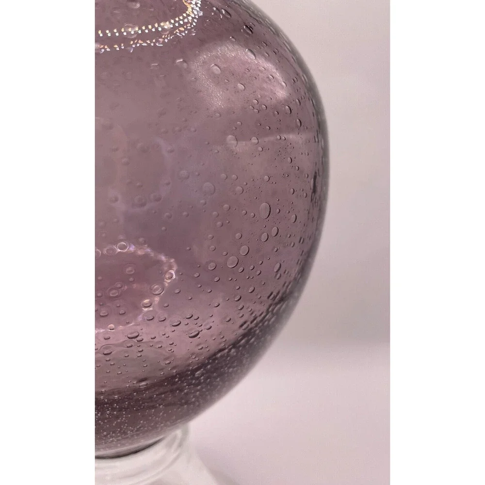 Handblown Purple Glass Vase With Clear Base- Pre-owned- Vase only.